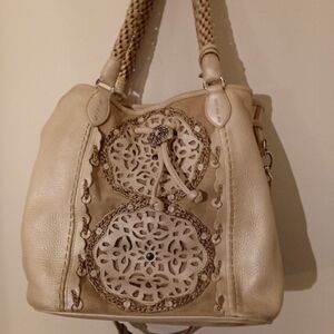 Brighton Nichola Collection Elegant Pearl Pebble Leather Handbag/ Crossbody